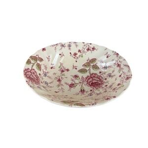 VTG 1930s Johnson Bros Rose Chintz 9" Oval Vegetable Serving‎ Bowl Pink Stamp